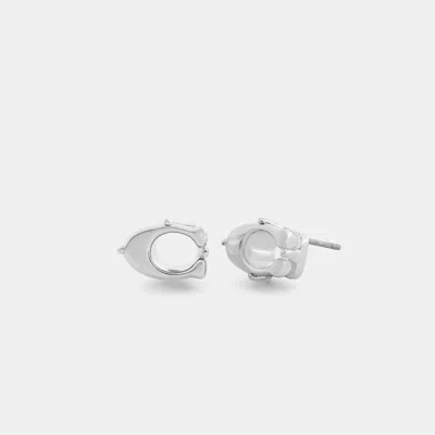 Coach Signature Stud Earrings In Silver