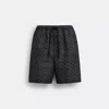 Coach Signature Swim Trunks In Recycled Polyester In Grey