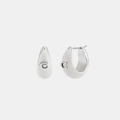 Coach Signature Thick Hoop Earrings In Silver