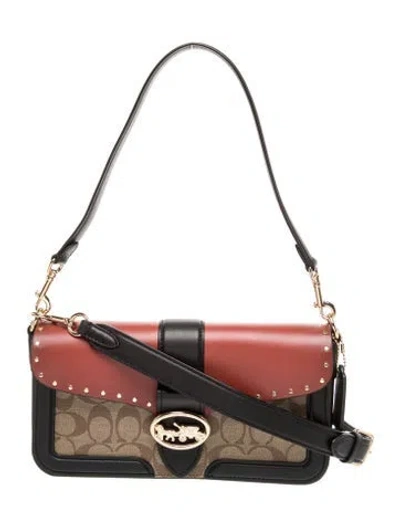 Pre-owned Coach Signature Top Handle Bag In Black