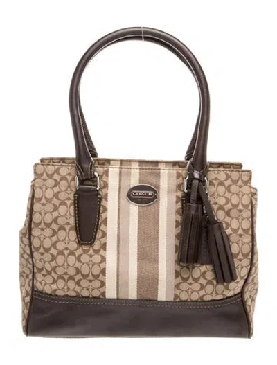 Pre-owned Coach Signature Top Handle Bag In Brown