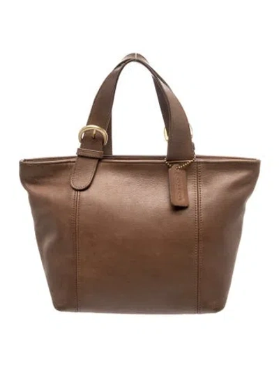 Pre-owned Coach Signature Top Handle Bag In Brown