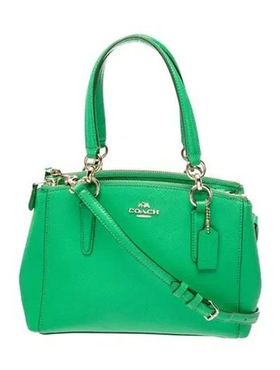 Pre-owned Coach Signature Top Handle Bag In Green