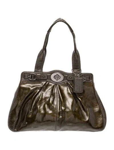 Pre-owned Coach Signature Top Handle Bag In Green
