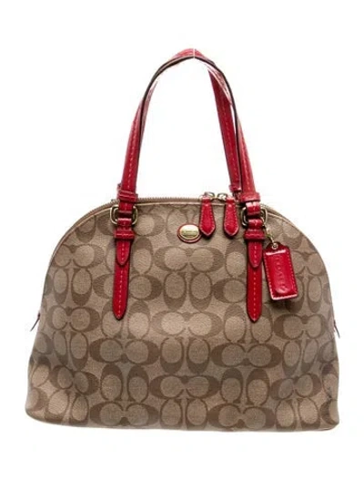 Pre-owned Coach Signature Top Handle Bag In Neutral
