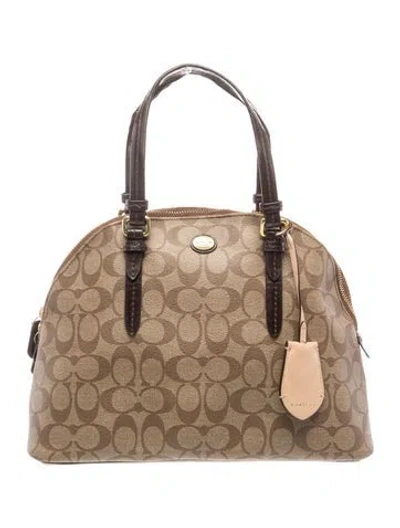 Pre-owned Coach Signature Top Handle Bag In Neutral