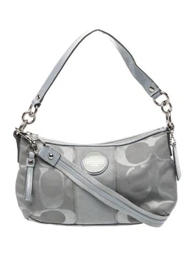 Pre-owned Coach Signature Top Handle Bag In Silver