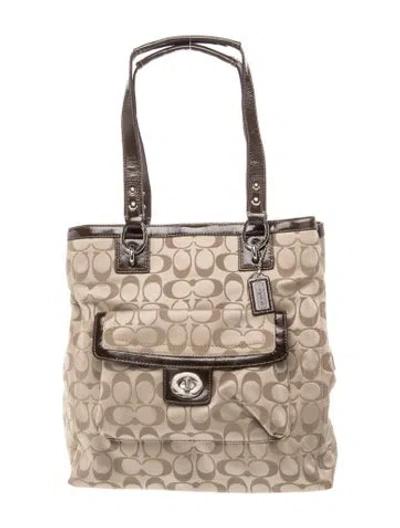 Pre-owned Coach Signature Top Handle Bag W/ Tags In Neutrals