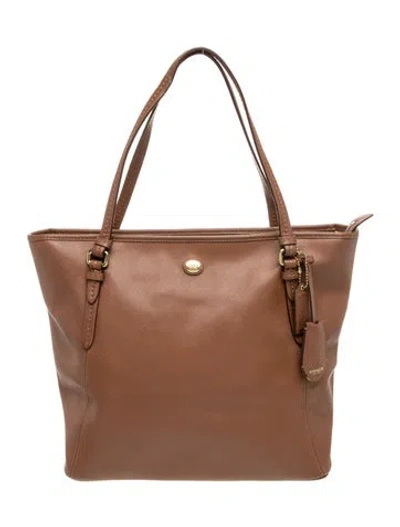 Pre-owned Coach Signature Tote In Brown