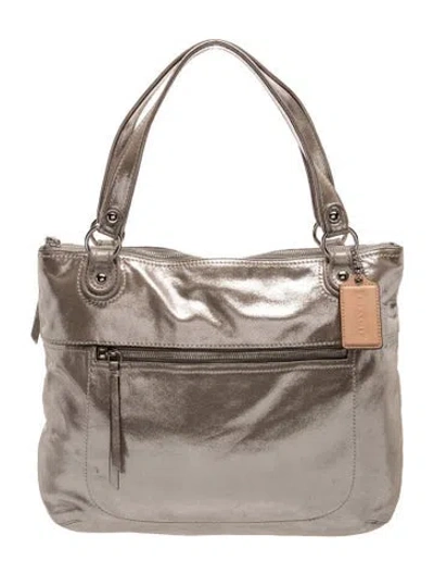Pre-owned Coach Signature Tote In Grey