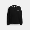 Coach Signature Trim Long Sleeve Polo In Regenerative Cotton In Black