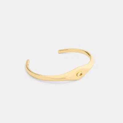 Coach Signet Signature Cuff Bracelet In Gold