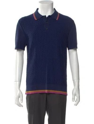 Pre-owned Coach Silk Collar Polo Shirt In Blue