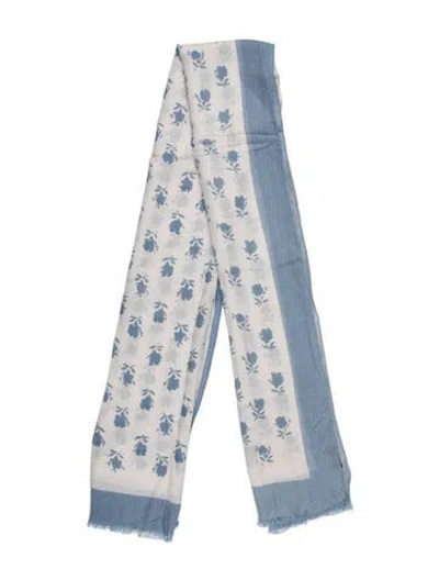 Pre-owned Coach Silk Floral Print Pareo In Blue