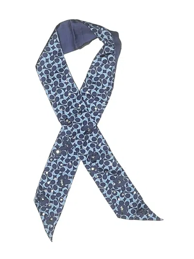 Pre-owned Coach Silk Scarf In Blue