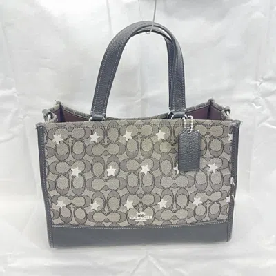 Pre-owned Coach Silver Signature Line Tote Bag ()