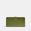 Coach Skinny Wallet In Silver/dark Lime