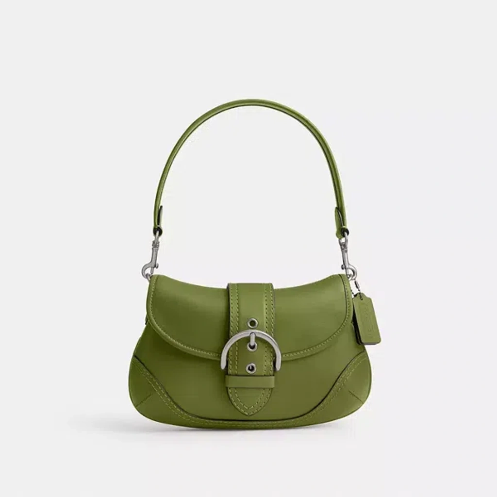 バッグ Coach Signature Soho Bag Light Green Coach Soho Bag In Regenerative Leather In Silver/dark Lime