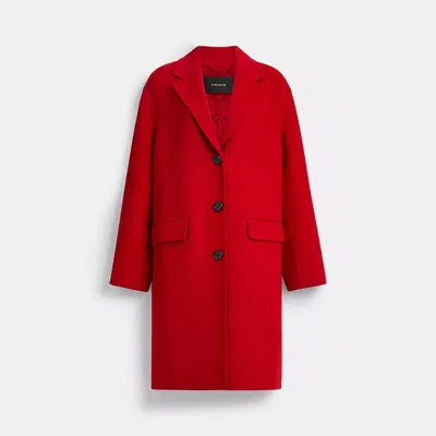 Coach Single Breasted Double Faced Wool Coat In Purple