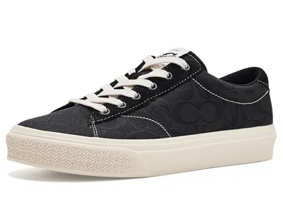 Coach Skate Sneakers With Signature Women's Flat Shoes Black/chalk: 9 M, Canvas/suede