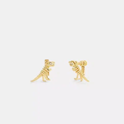 Coach Skeletal Rexy Clip-on Stud Earrings In Gold