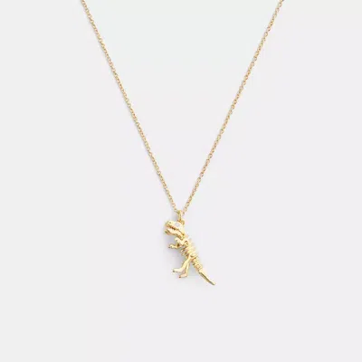 Coach Skeletal Rexy Pendant Necklace In Gold