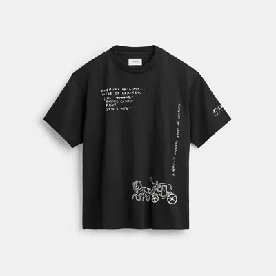 Coach Sketch Horse And Carriage Relaxed T Shirt In Organic Cotton In Black