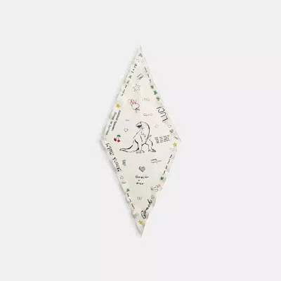 Coach Sketch Print Silk Diamond Scarf In White