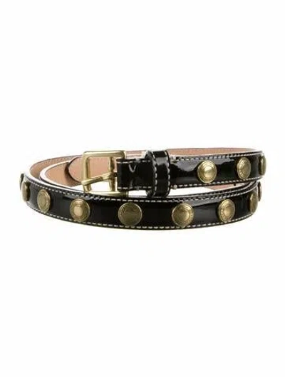 Pre-owned Coach Skinny Patent Leather Waist Belt In Black