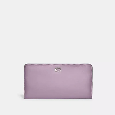 Coach Skinny Wallet In Silver/soft Purple
