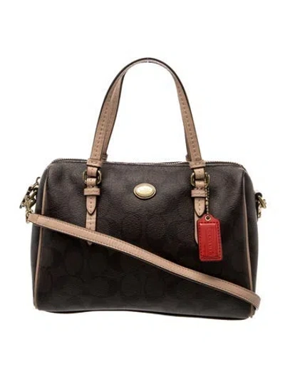 Pre-owned Coach Skull Top Handle Bag In Brown