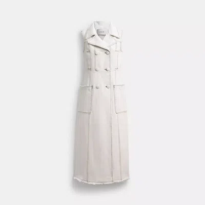 Coach Sleeveless Denim Coat In White