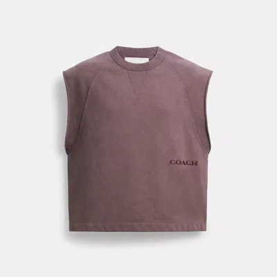 Coach Sleeveless Garment Dye Crewneck In Purple