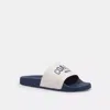Coach Slide Sandal In Signature Canvas With Varsity Logo In White