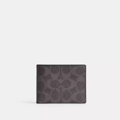 Coach Slim Billfold Wallet In Signature Canvas In Gray