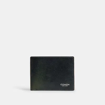 Coach Slim Billfold Wallet In Navy/green