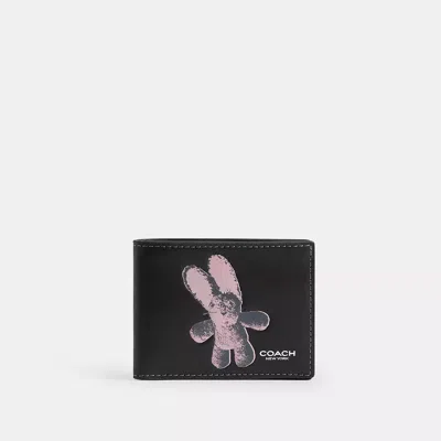 Coach Slim Billfold Wallet With Floppy Graphic In Black