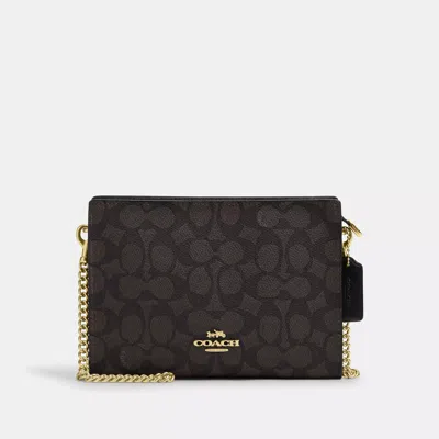 Coach Slim Crossbody Bag In Signature Canvas In Beige