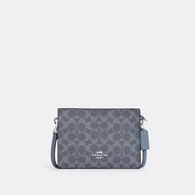 Coach Slim Crossbody Bag In Signature Canvas In Blue
