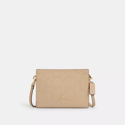Coach Slim Crossbody Bag In Signature Leather In Sand