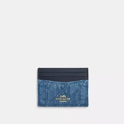 Coach Slim Id Card Case In Regenerative Cotton With Quilting In Blue