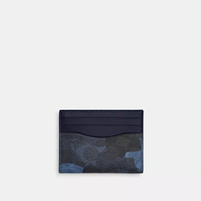 Coach Slim Id Card Case In Signature Camo Print In Blue