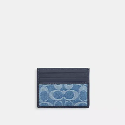 Coach Slim Id Card Case In Signature Denim In Blue