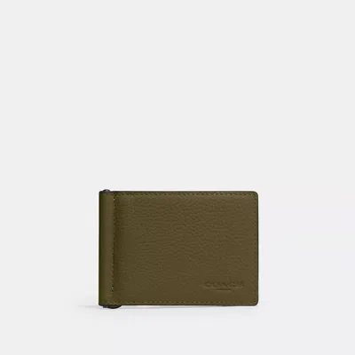 Coach Slim Money Clip Billfold Wallet In Green