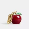 Coach Small Apple-motif Bag Charm In Brass/multi