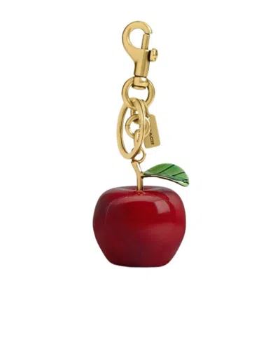 Coach Small Apple Bag Charm Keyrings Multicolor In Gold