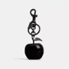 Coach Small Apple Bag Charm In Pewter/black