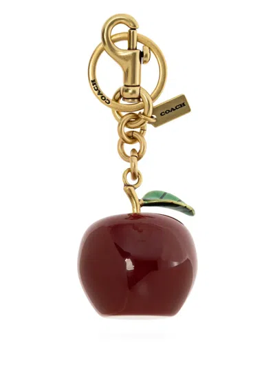 Coach Small Apple-motif Bag Charm In Red