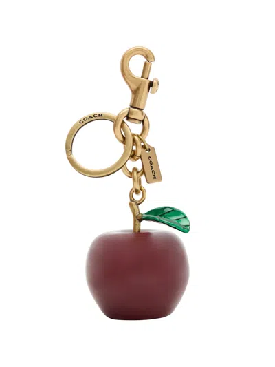 Coach Small Apple-motif Bag Charm In Gold