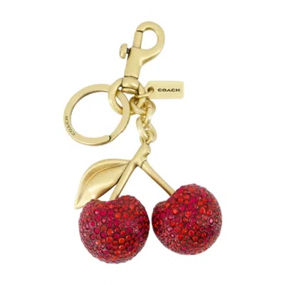 Coach Small Crystal Cherry Bag Charm In Gold